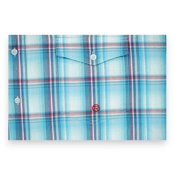 ROPER Men's Shirt Size 2XL Wear The West Plaid Blue Plaid Blue Button Down - Picture 5 of 6